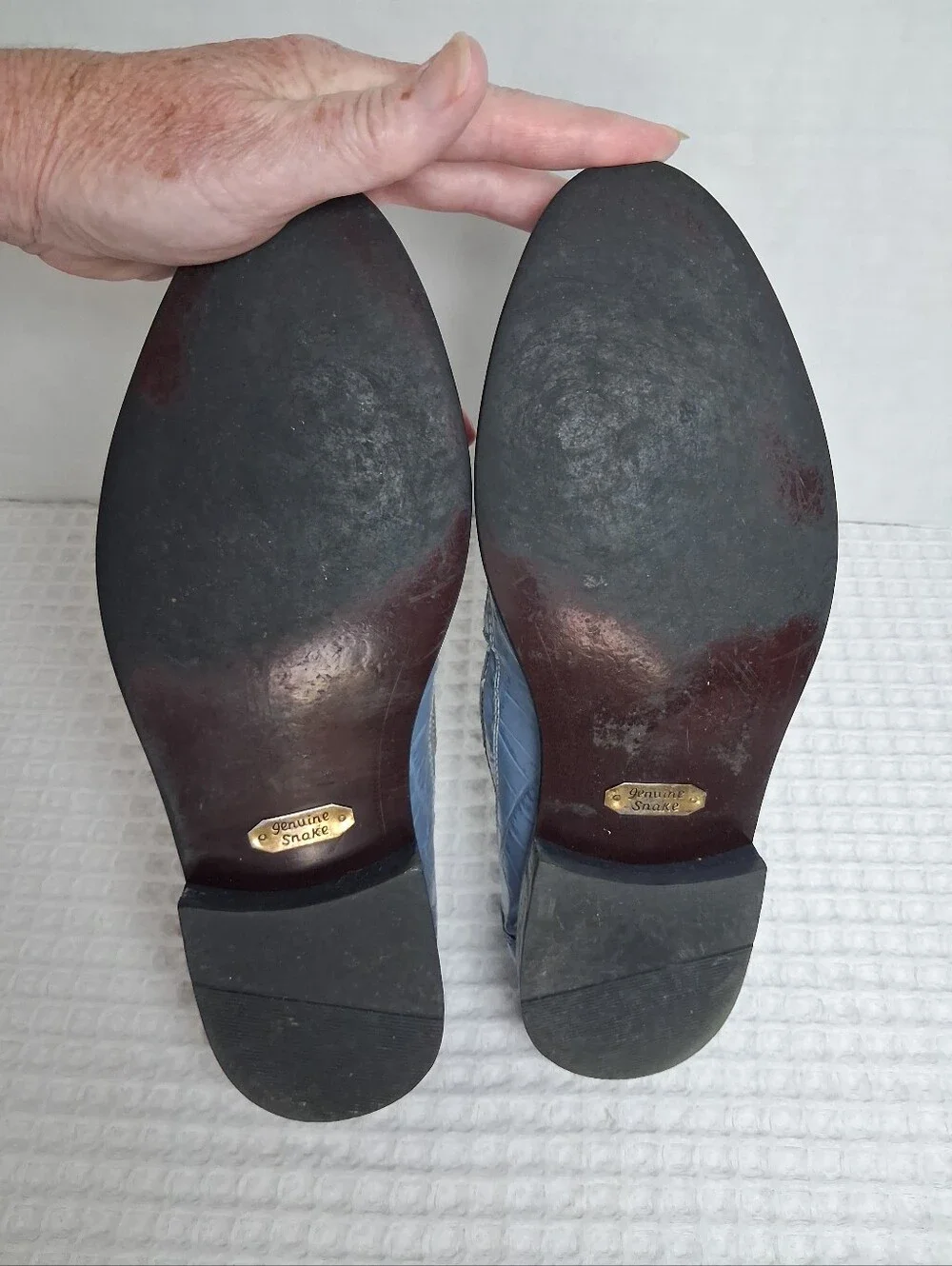 Stacy Adams Men's Croc Embossed Leather & Snakeskin Loafer Size 8 Dusty Blue
